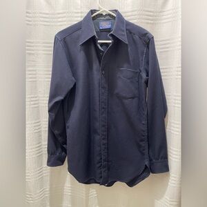 Pendleton navy blue wool long sleeve button down shirt